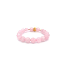 Load image into Gallery viewer, 18K Gold Money Bag Lucky Charm Beads Bracelet Gemstones Rose Quartz 8mm - Rafant