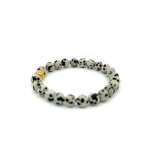 Load image into Gallery viewer, 18K Gold Money Ball Lucky Charm Beads Bracelet Gemstones Dalmatian Jasper 6mm - Rafant