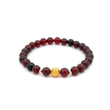 Load image into Gallery viewer, 18K Solid Gold Coin Ball Natural 5-6mm Gemstones Stretch Bracelets