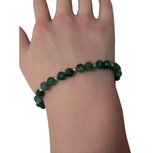 Load image into Gallery viewer, Emerald Micro Faceted  Gemstone Beaded Stretch Bracelet with 14K Gold Accent Beads Handmade Natural Stone Jewelry Size 6.5 inches - Rafant