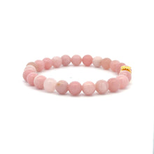 Load image into Gallery viewer, 18K Gold Money Bag Lucky Charm Bracelet Gemstones Natural Pink Opal 6mm - Rafant