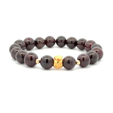 Load image into Gallery viewer, 18K Gold Money Bag Lucky Charm Beads Bracelet Gemstones Garnet 8-8.5mm - Rafant