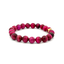 Load image into Gallery viewer, 18K Gold Money Bag Good Luck Charm Bracelet Gemstones Tiger's Eye 8mm - Rafant