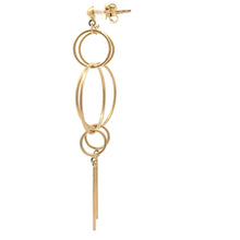 Load image into Gallery viewer, 18K Gold Earrings Dangle Drop Circles 2.50 grams - Rafant