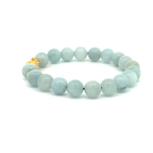 Load image into Gallery viewer, 18K Gold Dragon Pixiu Piyao Lucky Charm Beads Bracelet Gemstones Aquamarine 8mm - Rafant