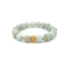 Load image into Gallery viewer, 18K Gold Money Bag Lucky Charm Beads Bracelet Gemstones Burmese Jade 8mm - Rafant