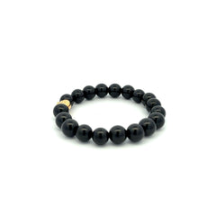 Load image into Gallery viewer, 18K Gold Money Bag Lucky Bracelet Beads Gemstone Black Tourmaline 8mm - Rafant