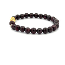 Load image into Gallery viewer, 18K Gold Dragon Pixiu Piyao Lucky Charm Beads Bracelet Gemstones Garnet 6mm - Rafant