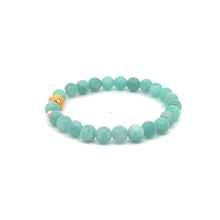Load image into Gallery viewer, 18K Gold Money Ball Lucky Charm Beads Bracelet Gemstones Amazonite Peru 6mm - Rafant