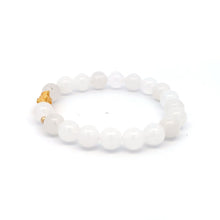 Load image into Gallery viewer, 18K Gold Dragon Pixiu Piyao Lucky Charm Beads Bracelet Gemstones White Jade 8mm - Rafant