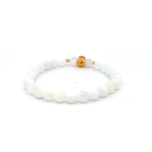 Load image into Gallery viewer, 18K Gold Money Bag Lucky Charm Beads Bracelet Gemstones White Jade 6mm - Rafant