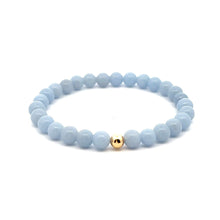 Load image into Gallery viewer, Natural Angelite Gemstones 6mm Stretchable Bracelet 18k Gold Bead Charm - Rafant