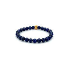 Load image into Gallery viewer, 18K Gold Money Bag Lucky Charm Bracelet Gemstones Lapis Lazuli 6mm - Rafant