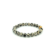 Load image into Gallery viewer, 18K Gold Money Bag Lucky Charm Beads Bracelet Gemstones Dalmatian Jasper 6mm - Rafant