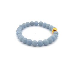 Load image into Gallery viewer, 18K Gold Money Bag Lucky Charm Bracelet Gemstones Angelite 6mm - Rafant