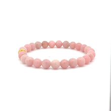 Load image into Gallery viewer, 18K Gold Money Ball Lucky Charm Beads Bracelet Gemstones Pink Opal 6mm - Rafant