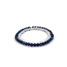 Load image into Gallery viewer, Lapis Lazuli & Clear Quartz Gemstone Stretch Bracelet with 14K Gold Accent Bead Handmade