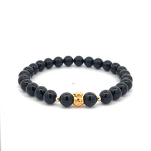 Load image into Gallery viewer, 18K Gold Money Bag Lucky Charm Beads Bracelet Gemstones Obsidian 8mm Size 7.5 in - Rafant