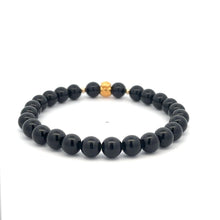 Load image into Gallery viewer, 18K Gold Money Bag Lucky Charm Beads Bracelet Gemstones Obsidian 8mm Size 7.5 in - Rafant