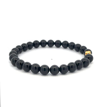 Load image into Gallery viewer, 18K Gold Money Bag Lucky Charm Beads Bracelet Gemstones Obsidian 8mm Size 7.5 in - Rafant
