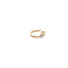 Load image into Gallery viewer, Freshwater Pearl with 18K Grommet Stretch Ring and Tiny 18k Gold Beads in white and Gold Tone - Rafant