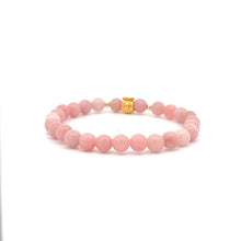 Load image into Gallery viewer, 18K Gold Money Bag Lucky Charm Beads Bracelet Gemstones Pink Opal 6mm - Rafant