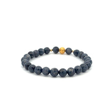 Load image into Gallery viewer, 18K Gold Money Ball Lucky Charm Beads Bracelet Gemstones Sapphire 6mm - Rafant