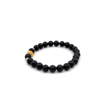 Load image into Gallery viewer, 18K Gold Money Ball Lucky Charm Beads Bracelet Gemstones Natural Black Tourmaline 6mm - Rafant