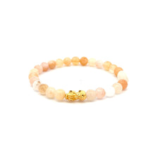 Load image into Gallery viewer, 18K Gold Pixiu Piyao Bracelet Elastic Natural Gemstones Aventurine Multicolor 6mm - Rafant