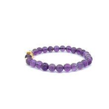 Load image into Gallery viewer, 18K Gold Money Bag Lucky Charm Beads Bracelet Gemstones Amethyst 6mm - Rafant
