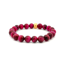 Load image into Gallery viewer, 18K Gold Money Bag Good Luck Charm Bracelet Gemstones Tiger's Eye 8mm - Rafant