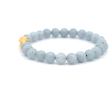 Load image into Gallery viewer, 18K Gold Dragon Pixiu Piyao Lucky Charm Bracelet Gemstones Aquamarine ALL Sizes - Rafant