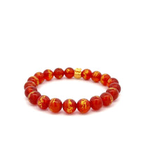 Load image into Gallery viewer, 24K Yellow Gold Money Bag Lucky Bracelet Gemstones Red Agate 8mm - Rafant