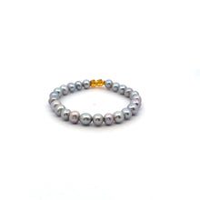 Load image into Gallery viewer, 18K Gold Pixiu Piyao Bracelet Gemstones Freshwater Gray Pearls - Rafant