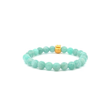 Load image into Gallery viewer, 24K Yellow Gold Money Bag Lucky Bracelet Amazonite Peru Gemstones 6mm - Rafant