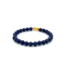 Load image into Gallery viewer, 18K Gold Dragon Pixiu Piyao Lucky Charm Bracelet Gemstones Lapis Lazuli 6mm - Rafant
