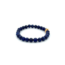 Load image into Gallery viewer, 18K Gold Money Bag Lucky Charm Bracelet Gemstones Lapis Lazuli 6mm - Rafant