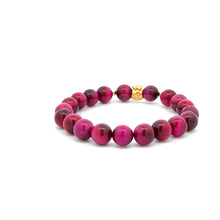 Load image into Gallery viewer, 18K Gold Money Bag Lucky Charm Beads Bracelet Gemstones Pink Tiger's Eye 8mm - Rafant