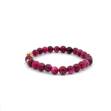 Load image into Gallery viewer, 18K Gold Money Bag Lucky Charm Beads Bracelet Gemstones Pink Tiger's Eye 6-6.5mm - Rafant