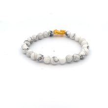 Load image into Gallery viewer, 18K Gold Pixiu Piyao Dragon Bracelet Natural White Howlite Gemstones 6mm Elastic Bracelet - Rafant
