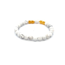 Load image into Gallery viewer, 18K Gold Dragon Pixiu Double Piyao Lucky Charm Bracelet Gemstones White Howlite 6mm - Rafant