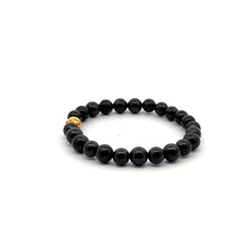 Load image into Gallery viewer, 18K Gold Coin Ball Lucky Charm Bracelet Gemstones Natural Shungite 6mm - Rafant