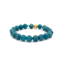 Load image into Gallery viewer, 18K Gold Money Ball Lucky Charm Beads Bracelet Gemstones Apatite 8mm - Rafant