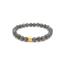Load image into Gallery viewer, 24K Yellow Gold Money Bag Lucky Bracelet Pyrite Gemstones 6mm - Rafant