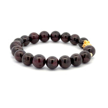 Load image into Gallery viewer, 18K Gold Dragon Pixiu Piyao Lucky Charm Beads Bracelet Gemstones Garnet 8mm - Rafant