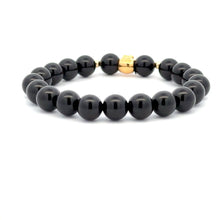 Load image into Gallery viewer, 18K Gold Money Bag Lucky Charm Beads Bracelet Gemstones Onyx 8mm - Rafant