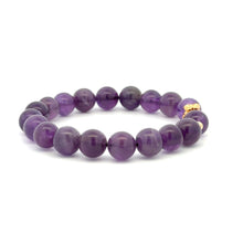 Load image into Gallery viewer, 18K Gold Money Bag Lucky Charm Beads Bracelet Gemstones Amethyst 8mm - Rafant