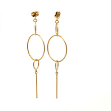 Load image into Gallery viewer, 18K Gold Earrings Dangle Drop Circles 2.50 grams - Rafant