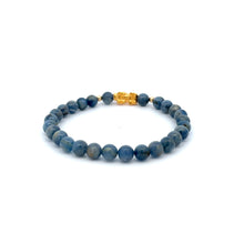 Load image into Gallery viewer, 18K Gold Dragon Pixiu Piyao Lucky Charm Beads Bracelet Gemstones Kyanite 6mm - Rafant