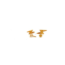 Load image into Gallery viewer, 18K Gold Earrings Stud Screw Type Lightning Bolt Tiny - Rafant
